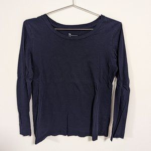 Gap The Essential Crew Long-Sleeve T-Shirt, Navy, Women's XS Petite